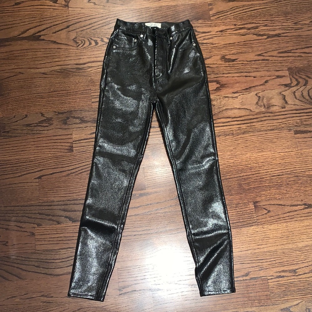 Free People Phoenix Coated Jeans Liquid Black
